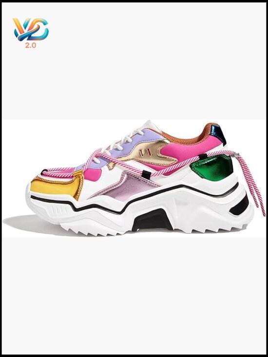 Shoes - Retro Platform Chunky Dad Sneakers Casual Walking Shoes Lace-Up